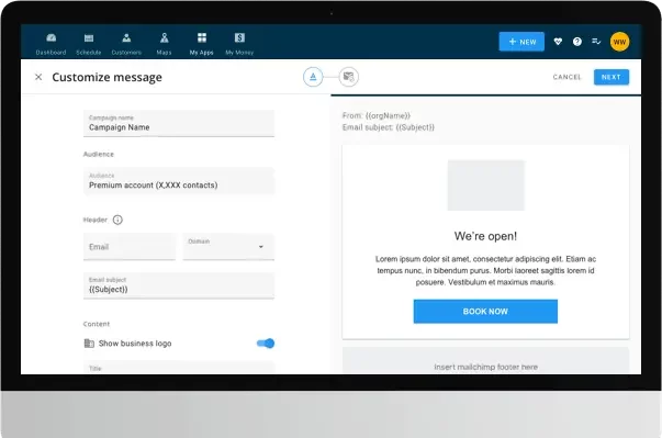 - Housecall Pro MailChimp custom email screenshot