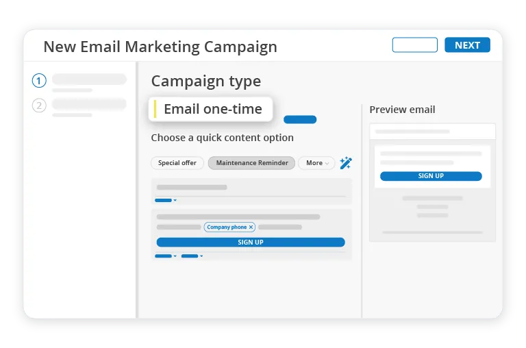 HCP email marketing software mock up